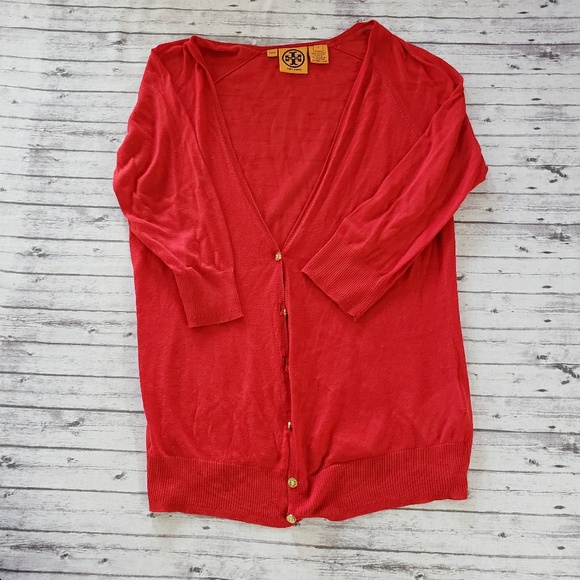 Tory Burch Sweaters - Tory Burch Cardigan Red Small Gold Buttons